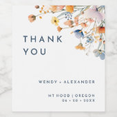 Bold elegante Floral Wedding Danke Weinetikett (Einzelnes Label)