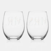 Bold elegante Floral Wedding Mr. and Mrs. Weinglas Ohne Stiel (Rückseite)