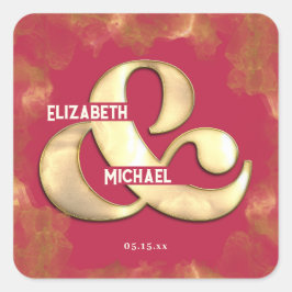 Bold elegante Gold Pink Magenta Custom Wedding Quadratischer Aufkleber