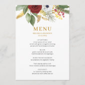 Bold elegante Red Gold Floral Monogram Wedding Menükarte (Vorderseite)