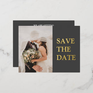 BOLD | Elegante und moderne goldene Foto-Save-the- Folie Einladungspostkarte