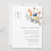 Bold elegantes Floral Monogram Wappen Wedding Foto Einladung (Vorderseite)