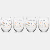 Bold elegantes floral Wedding Brautparty Weinglas Ohne Stiel (Vorderseite)