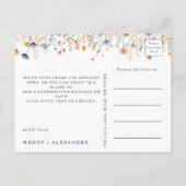 Bold elegantes Floral Wedding Foto Vielen Dank Postkarte (Rückseite)