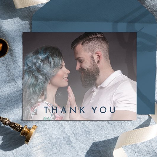 Bold elegantes Floral Wedding Foto Vielen Dank Postkarte