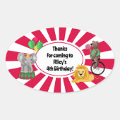 Bold Elephant Lion Bear Balloons Circus Danke Ovaler Aufkleber (Vorderseite)
