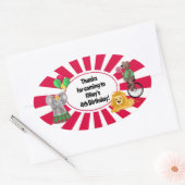 Bold Elephant Lion Bear Balloons Circus Danke Ovaler Aufkleber (Umschlag)