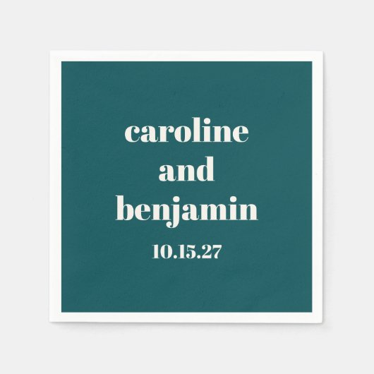 Bold Emerald Chic Modern Wedding Personalisiert Serviette (Vorderseite)