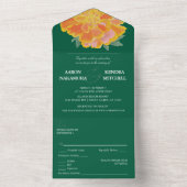 Bold Emerald Marigold Wedding All In One Einladung (Innen Boden)