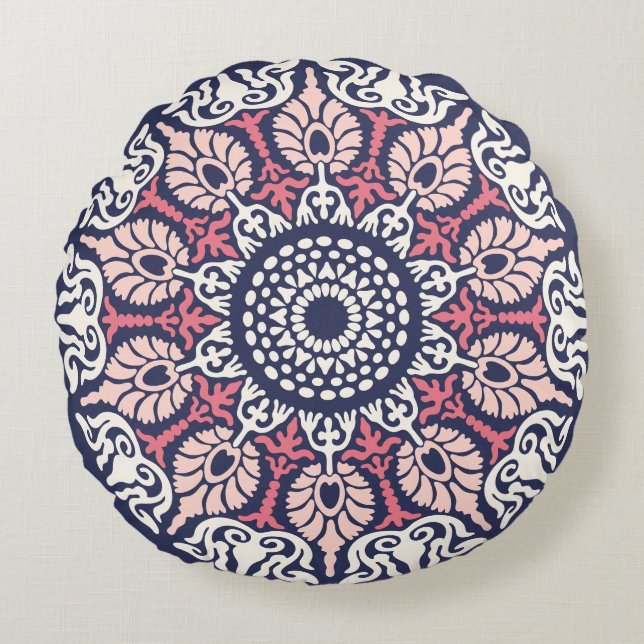 Bold Ethnic Modern Mandala boho chic Indian Yoga Rundes Kissen (Vorderseite)