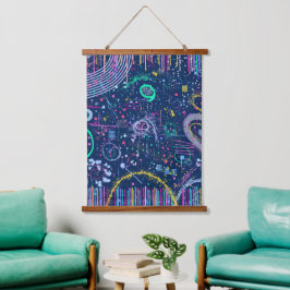Bold Explorer: Abstract Maximalism  Wandteppich Mit Holzrahmen