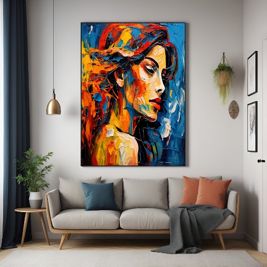 Bold Expressionist Female Portrait Abstrakt Art Poster