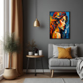 Bold Expressionist Female Portrait Abstrakt Art Poster