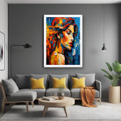 Bold Expressionist Female Portrait Abstrakt Art Poster