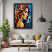 Bold Expressionist Female Portrait Abstrakt Art Poster