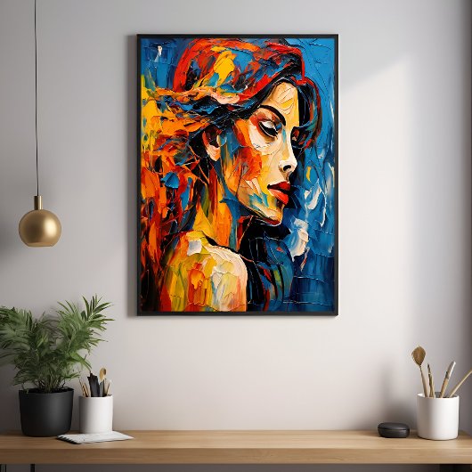 Bold Expressionist Female Portrait Abstrakt Art Poster