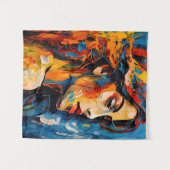 Bold Expressionist Female Portrait Abstrakt Art Wandteppich (Vorderseite (Horizontal))