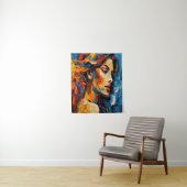 Bold Expressionist Female Portrait Abstrakt Art Wandteppich (Beispiel)