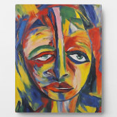 Bold Expressionist Portrait Emotional Abstrakt Art Fotoplatte (Vorderseite)
