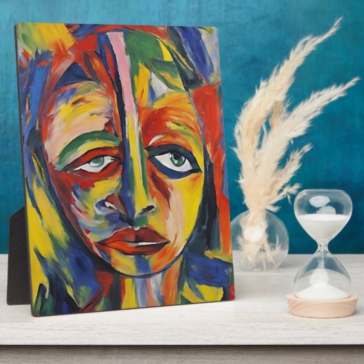 Bold Expressionist Portrait Emotional Abstrakt Art Fotoplatte (Seite)