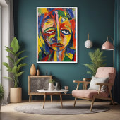 Bold Expressionist Portrait Emotional Abstrakt Art Poster