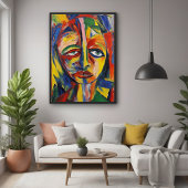 Bold Expressionist Portrait Emotional Abstrakt Art Poster