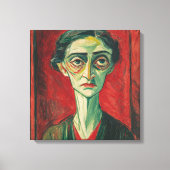 Bold Expressionist Portrait in Red and Green Leinwanddruck (Vorderseite)