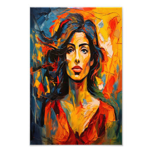 Bold Expressionist Woman Abstrakt Portrait Art Fotodruck