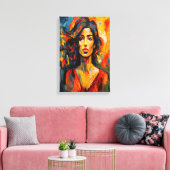 Bold Expressionist Woman Abstrakt Portrait Art Leinwanddruck (Insitu (Wohnzimmer))