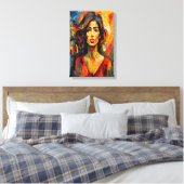 Bold Expressionist Woman Abstrakt Portrait Art Leinwanddruck (Insitu (Schlafzimmer))