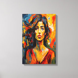 Bold Expressionist Woman Abstrakt Portrait Art Leinwanddruck