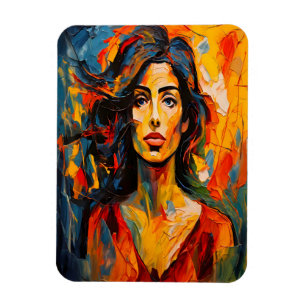 Bold Expressionist Woman Abstrakt Portrait Art Magnet