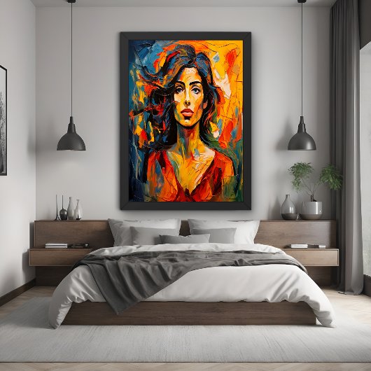 Bold Expressionist Woman Abstrakt Portrait Art Poster