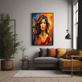 Bold Expressionist Woman Abstrakt Portrait Art Poster