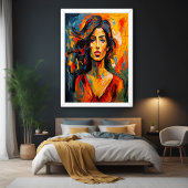 Bold Expressionist Woman Abstrakt Portrait Art Poster