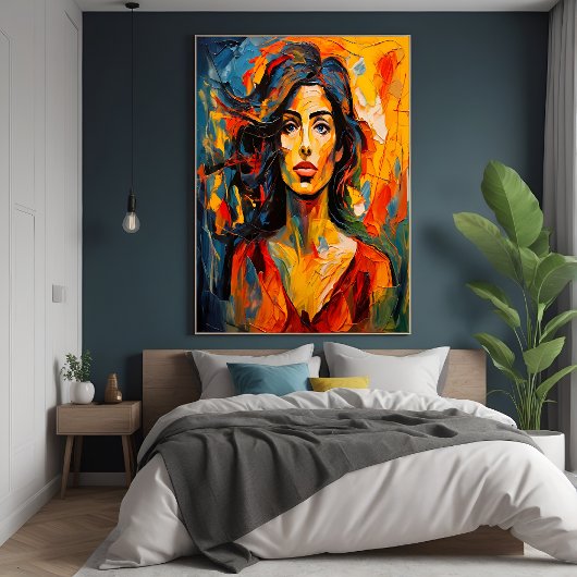 Bold Expressionist Woman Abstrakt Portrait Art Poster