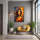 Bold Expressionist Woman Abstrakt Portrait Art Poster