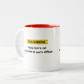 Bold Fair Warning Playful Font Zweifarbige Tasse (Vorderseite Links)