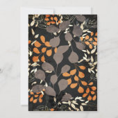 Bold Fall Dark Floral Orange Gold Wedding Einladung (Rückseite)