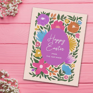 Bold farbenfroh Florals Happy Oaster   Orangeneis Feiertagspostkarte