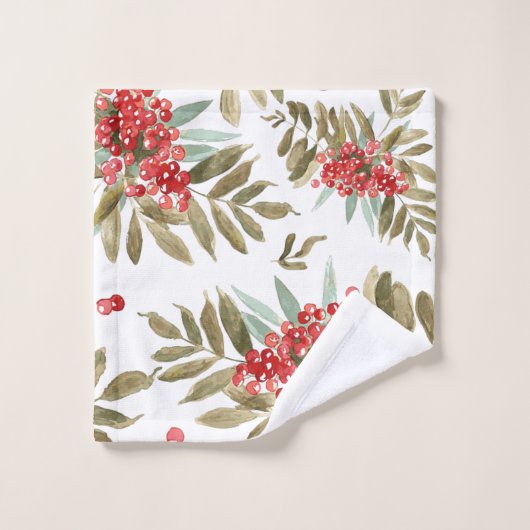 Bold Festivals Watercolor WeihnachtenBerries Weihn Badhandtuch Set (Waschlappen)