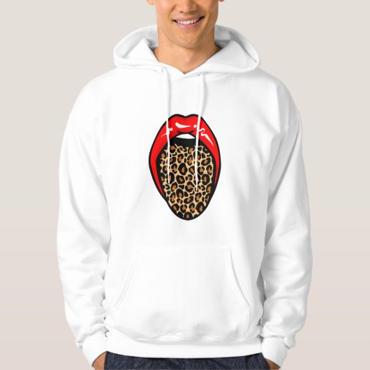 🔥 Bold & Fierce: Leopard Tongue Lips Hoodie 🖤 (Vorderseite)
