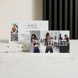Bold Fitness Trainer Foto Collage Script Name QR Visitenkarte