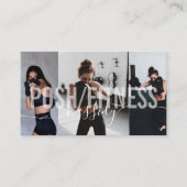 Bold Fitness Trainer Foto Collage Script Name QR Visitenkarte (Vorderseite)