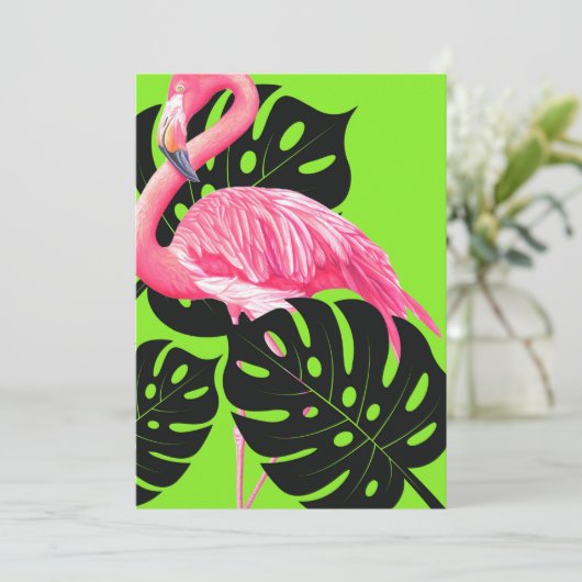 Bold Flamingo Einladung (Stehend Vorderseite)
