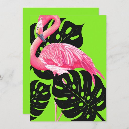 Bold Flamingo Einladung (Vorne/Hinten)