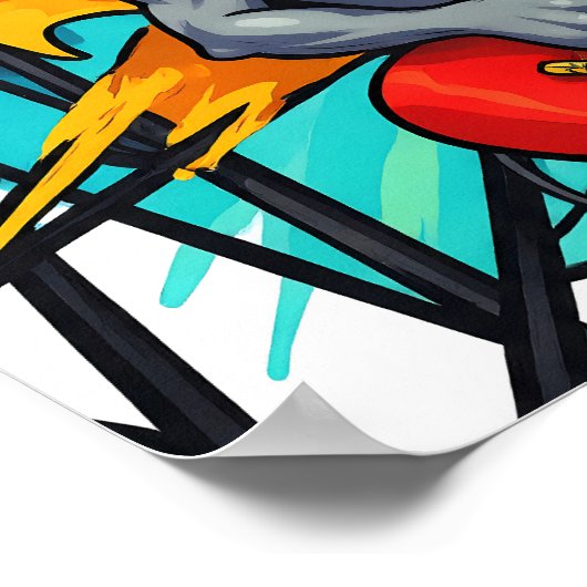 Bold Flat Color Graphic: Grumpy Gargoyle Poster (Ecke)