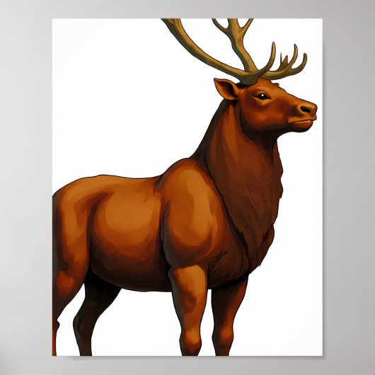 Bold Flat Color Graphic: Musclebound Reindeer  Poster (Vorne)