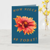 Bold Floral 40. Geburtstagskarte für Nichte Karte (Gelbe Blume)