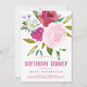 Bold Floral Birthday Dinner Einladung (Vorderseite)